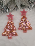 Handpoured Resin Christmas Tree Statement Earrings