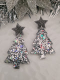 Handpoured Resin Christmas Tree Statement Earrings