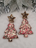 Handpoured Resin Christmas Tree Statement Earrings