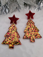 Handpoured Resin Christmas Tree Statement Earrings