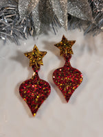 Handpoured Resin Christmas Bauble Earrings