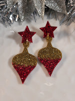 Handpoured Resin Christmas Bauble Earrings