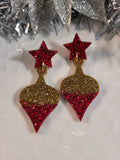 Handpoured Resin Christmas Bauble Earrings