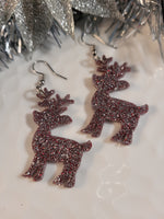 Handpoured Resin Christmas Reindeer Earrings