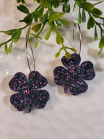 Handpoured Resin Four Leaf Clover Statement Earrings