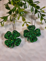 Handpoured Resin Four Leaf Clover Statement Earrings