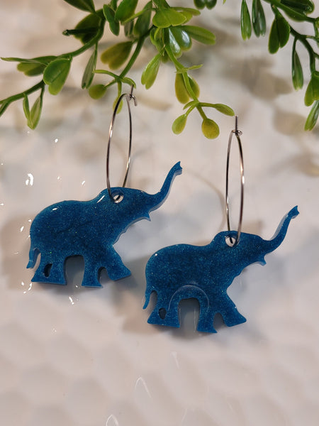 Handpoured Resin Elephant Statement Earrings