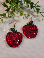 Handpoured Resin Apple Glitter Statement Earrings