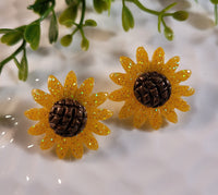 Handpoured Resin Sunflower Statement Stud Earrings