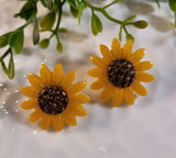 Handpoured Resin Sunflower Statement Stud Earrings