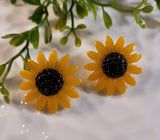 Handpoured Resin Sunflower Statement Stud Earrings