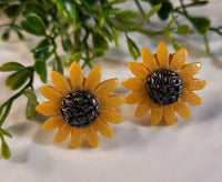 Handpoured Resin Sunflower Statement Clip On Earrings