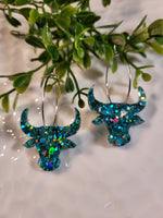 Handpoured Resin Longhorn Statement Earrings