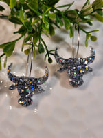 Handpoured Resin Longhorn Statement Earrings