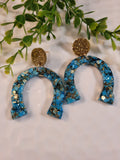 Handpoured Resin Horse Shoe Statement Earrings