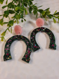 Handpoured Resin Horse Shoe Statement Earrings