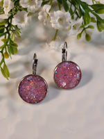 Handpoured Resin Round Glitter Drop Earrings