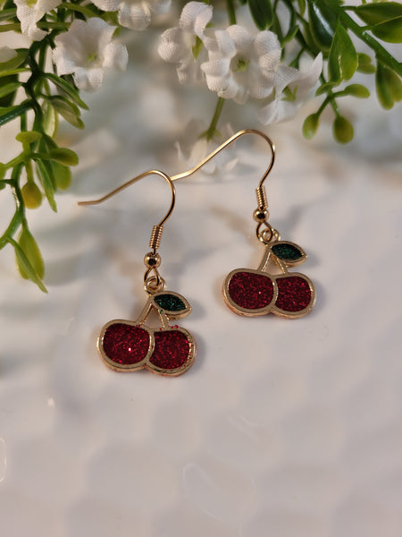 Handpoured Resin Cherry Earrings