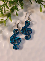 Handpoured Resin Treble Clef Earrings