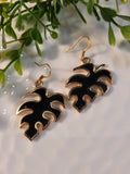 Handpoured Resin Monstera Leaf Earrings