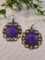 Handpoured Resin Round Boho Earrings