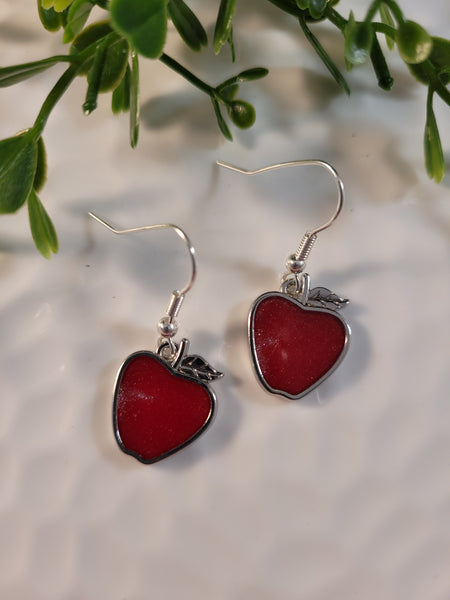 Handpoured Resin Apple Earrings