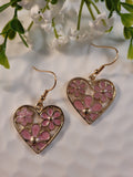 Handpoured Resin Flower Heart Earrings