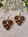 Handpoured Resin Flower Heart Earrings