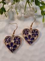 Handpoured Resin Flower Heart Earrings