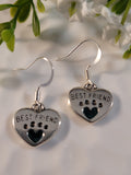 Handpoured Resin Best Friend Paw Print Earrings