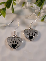 Handpoured Resin Best Friend Paw Print Earrings