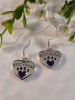 Handpoured Resin Best Friend Paw Print Earrings