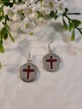 Handpoured Resin Cross Circle Earrings