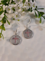 Handpoured Resin Cross Circle Earrings