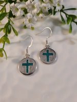 Handpoured Resin Cross Circle Earrings