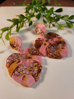 Handpoured Resin Monstera Leaf Statement Earrings