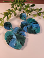 Handpoured Resin Monstera Leaf Statement Earrings