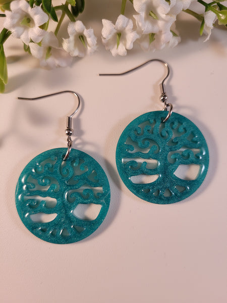 Handpoured Resin Tree of Life Earrings