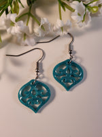 Handpoured Resin Filigree Drop Earrings