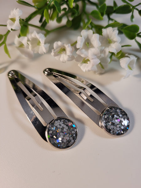 Pair of Handpoured Resin Glitter Hairclips