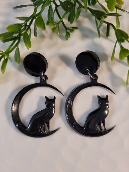 Handpoured Resin Kitty Cat Drop Earrings