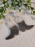 Handpoured Resin Cowgirl Boot Statement Earrings