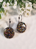 Handpoured Resin Round Glitter Drop Earrings