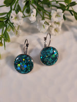 Handpoured Resin Round Glitter Drop Earrings