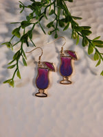 Handpoured Resin Tall Cocktail Glass Earrings - Large