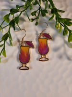 Handpoured Resin Tall Cocktail Glass Earrings - Large