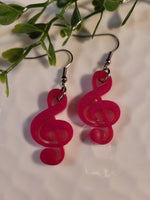 Handpoured Resin Treble Clef Earrings