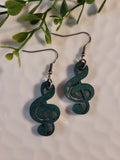 Handpoured Resin Treble Clef Earrings