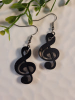 Handpoured Resin Treble Clef Earrings