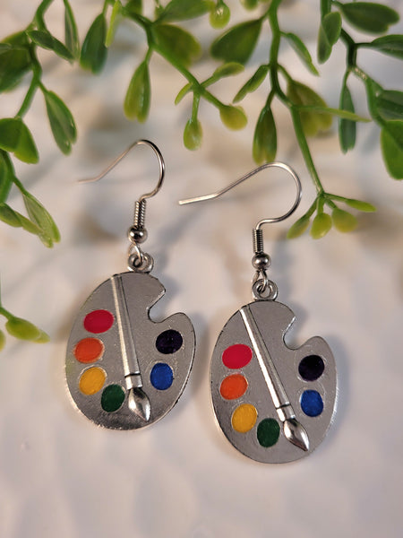 Handpoured Resin Painter's Palette Earrings